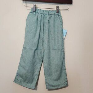 Anavini pants boys 3 green gingham lightweight cotton elastic waist New